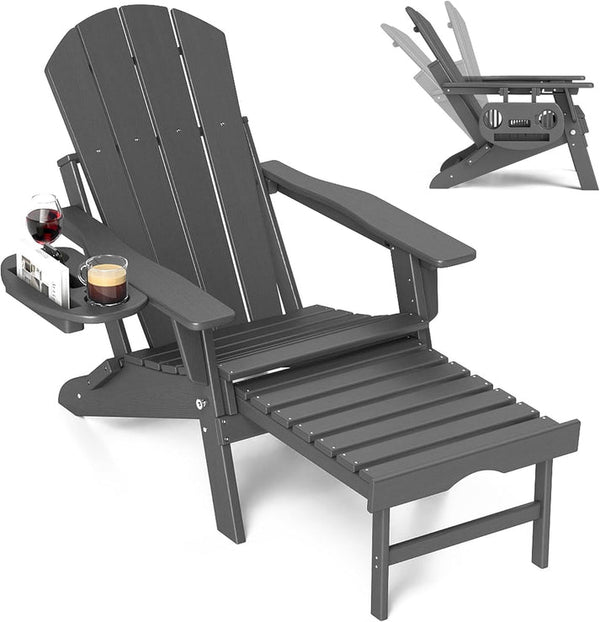 Adjustable Adirondack Chair with Retractable Footrest