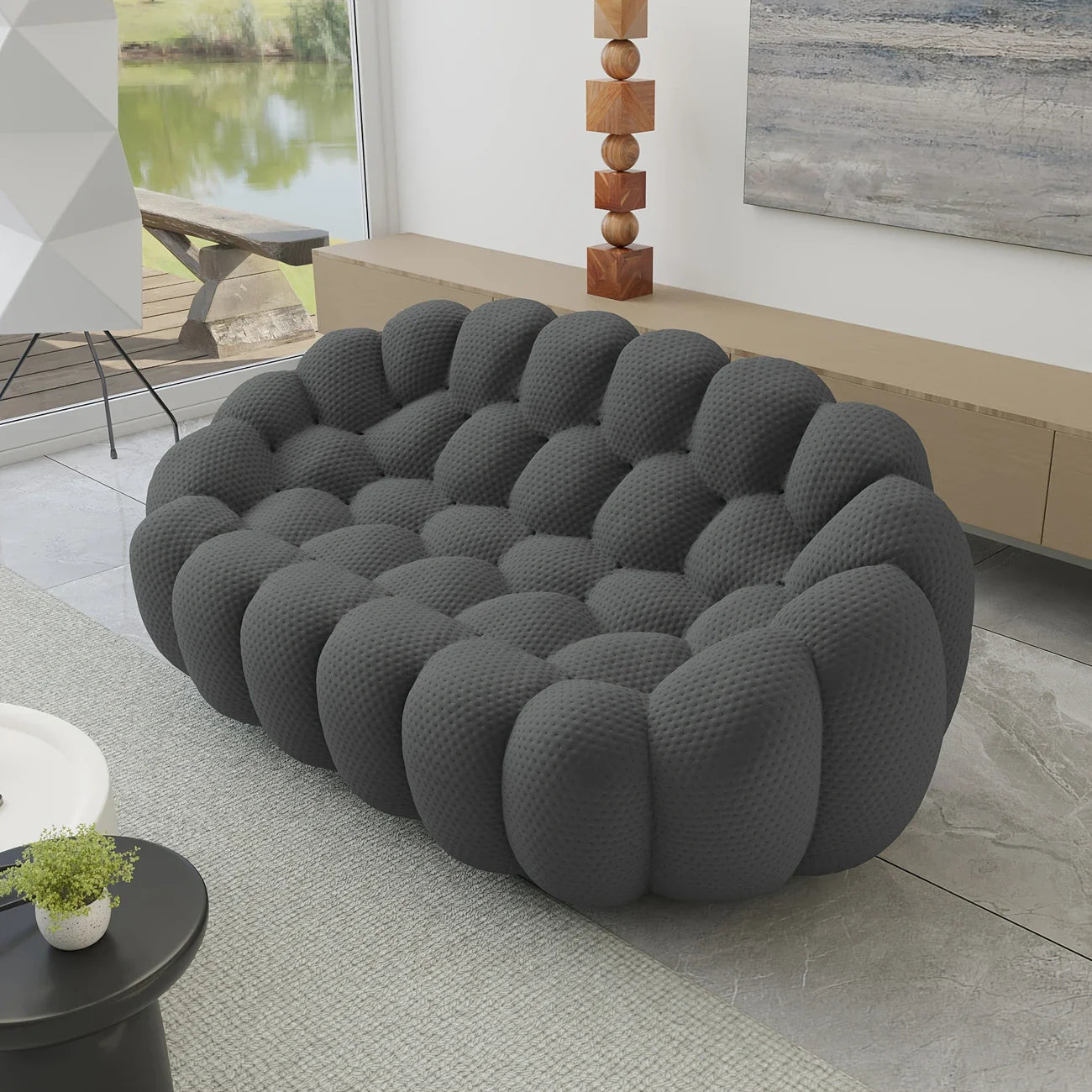 Modern 3D Honeycomb Bubble Sofa - Comfy Loveseat Couch