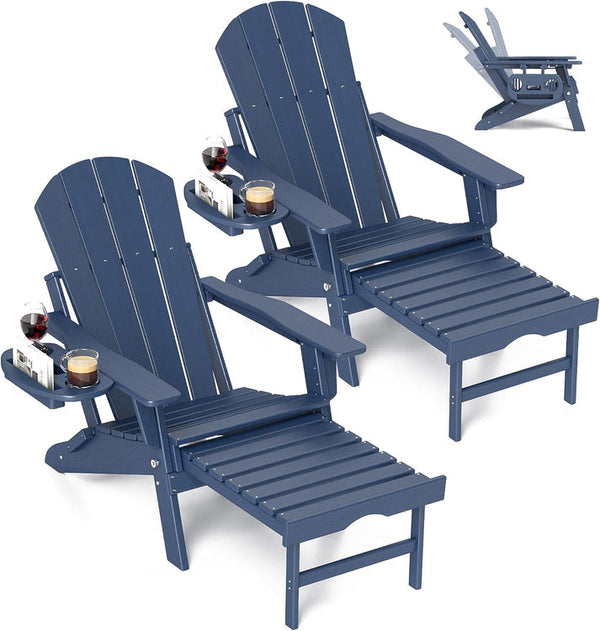 Adjustable Adirondack Chair with Retractable Footrest