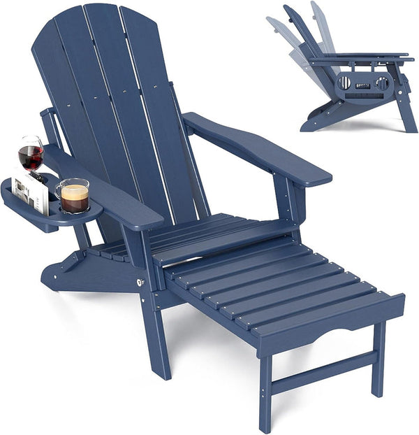 Adjustable Adirondack Chair with Retractable Footrest