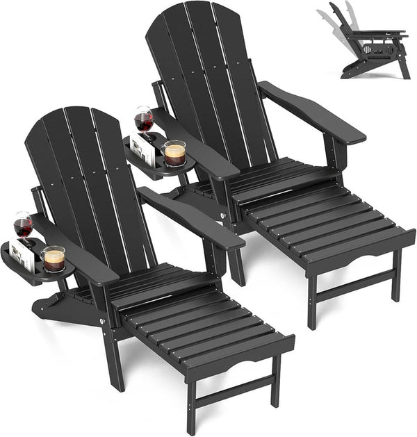 Adjustable Adirondack Chair with Retractable Footrest