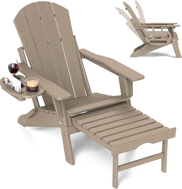 Adjustable Adirondack Chair with Retractable Footrest