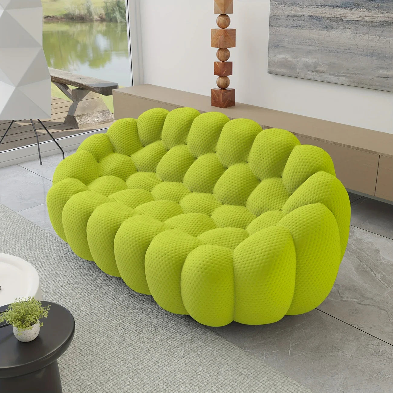 Modern 3D Honeycomb Bubble Sofa - Comfy Loveseat Couch