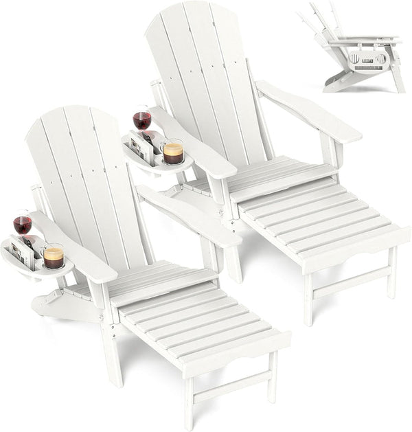 Adjustable Adirondack Chair with Retractable Footrest