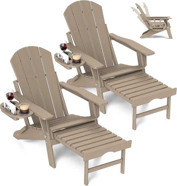Adjustable Adirondack Chair with Retractable Footrest