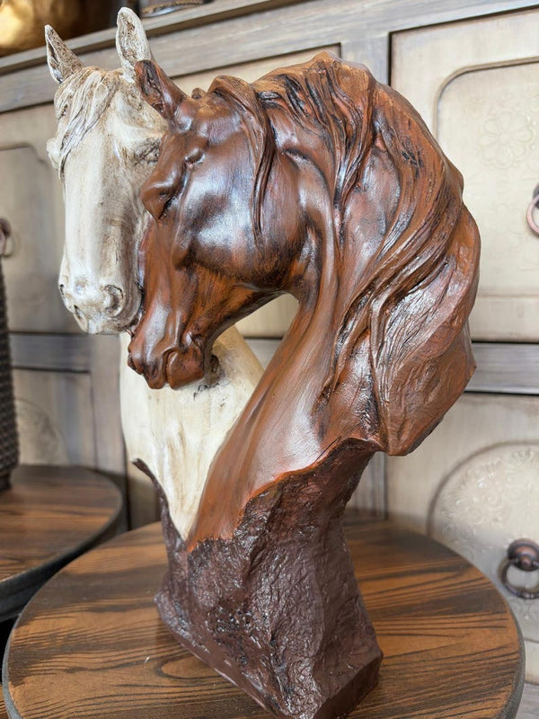 🐴Double Horse Bust Sculpture - 🔥Last Day 49% OFF