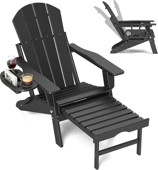 Adjustable Adirondack Chair with Retractable Footrest