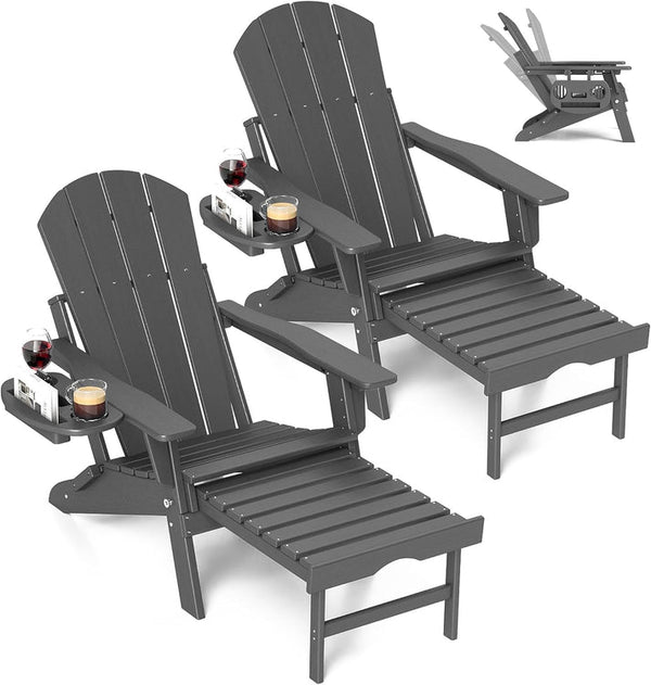 Adjustable Adirondack Chair with Retractable Footrest