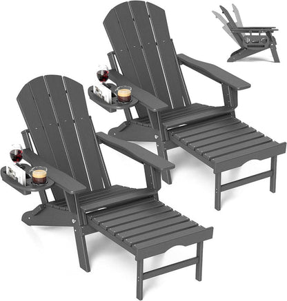 Adjustable Adirondack Chair with Retractable Footrest